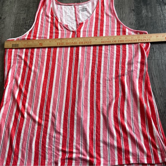 Lane Bryant Red & White Striped V-Neck Tank - Picture 4 of 5